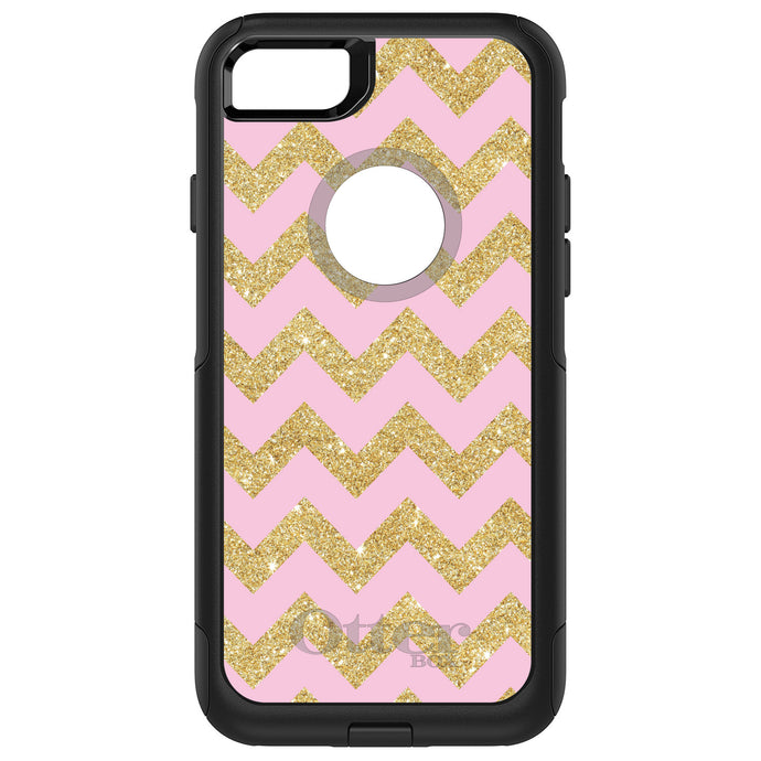 DistinctInk OtterBox Commuter Series Case for Apple iPhone or Samsung Galaxy - Pink & Gold Print - Chevron Pattern