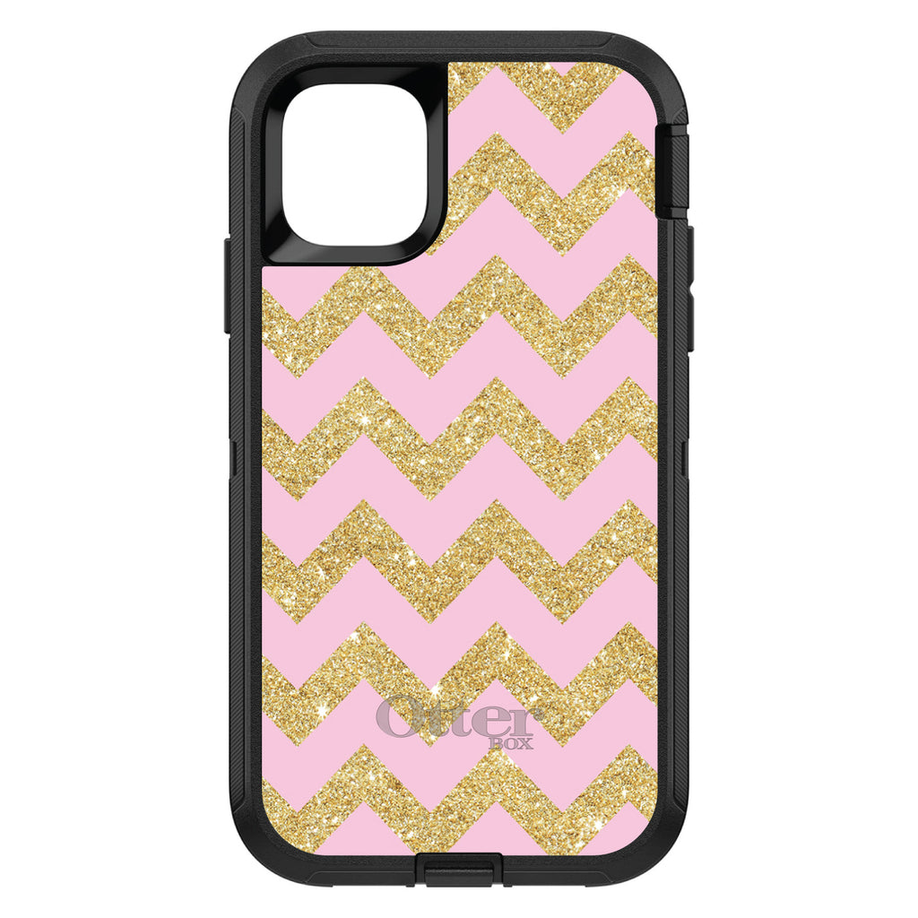 Pink & Gold Print, Chevron Pattern OtterBox Defender Case for iPhone & Galaxy, view 2