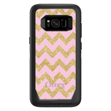 DistinctInk™ OtterBox Defender Series Case for Apple iPhone / Samsung Galaxy / Google Pixel - Pink & Gold Print - Chevron Pattern
