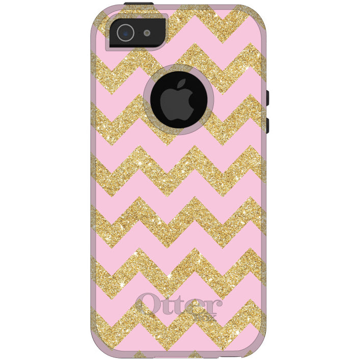 Pink & Gold Print, Chevron Pattern OtterBox Commuter Case for iPhone & Galaxy, view 5