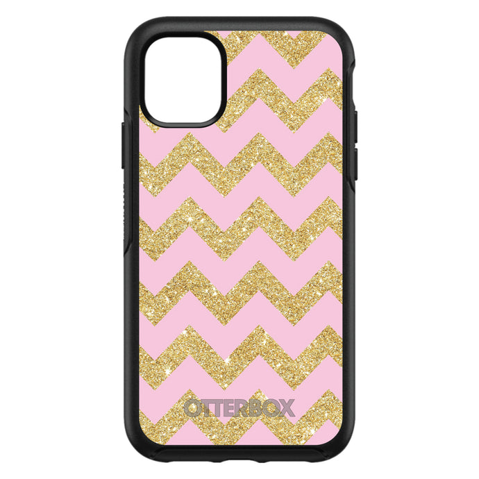 DistinctInk™ OtterBox Symmetry Series Case for Apple iPhone / Samsung Galaxy / Google Pixel - Pink & Gold Print - Chevron Pattern