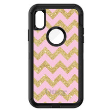 DistinctInk™ OtterBox Defender Series Case for Apple iPhone / Samsung Galaxy / Google Pixel - Pink & Gold Print - Chevron Pattern