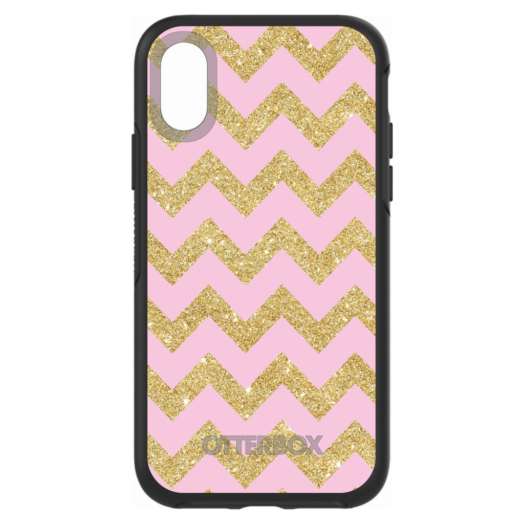 Pink & Gold Print, Chevron Pattern OtterBox Symmetry Case for iPhone & Galaxy, view 4