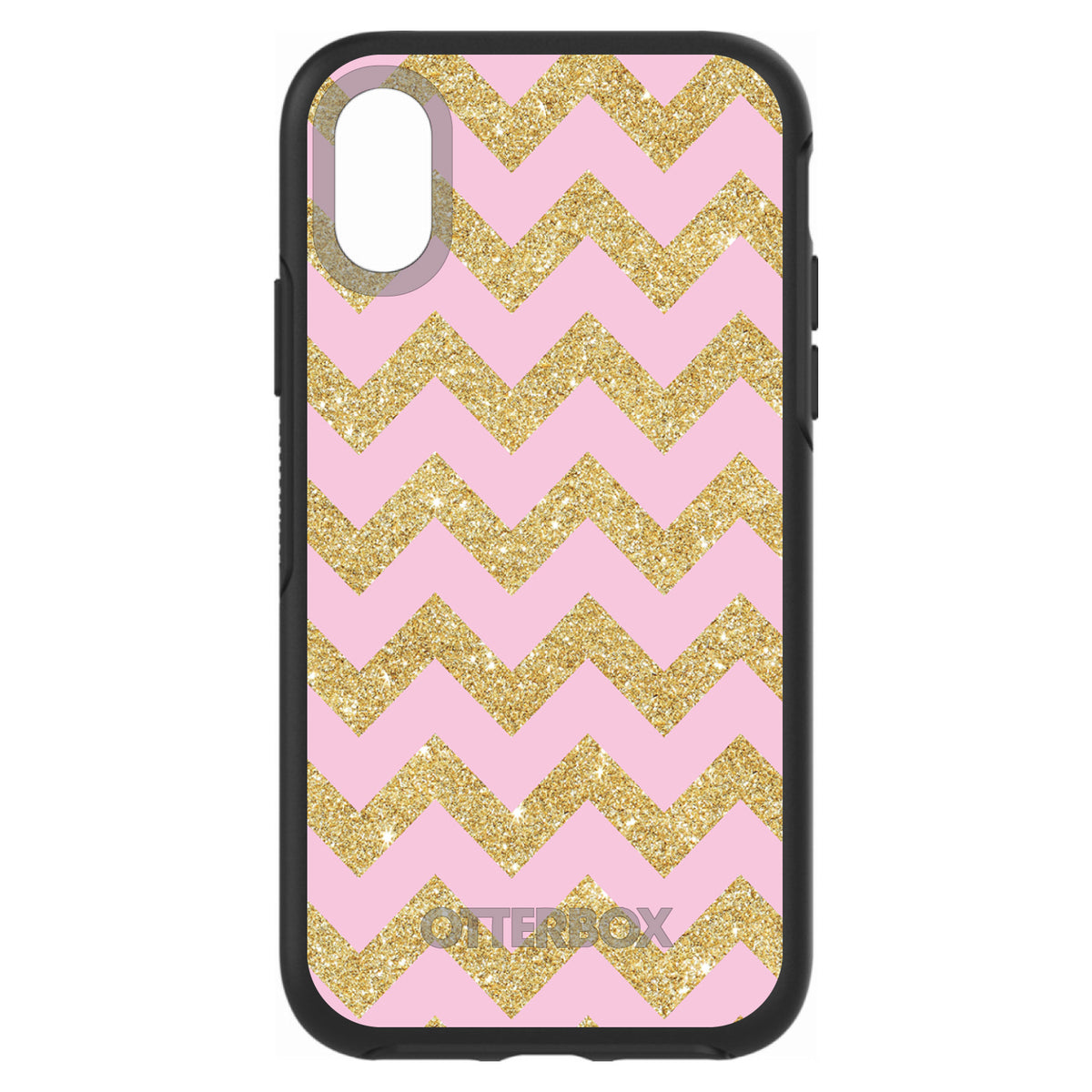 Pink & Gold Print, Chevron Pattern OtterBox Symmetry Case for iPhone & Galaxy, view 4