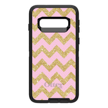 DistinctInk™ OtterBox Defender Series Case for Apple iPhone / Samsung Galaxy / Google Pixel - Pink & Gold Print - Chevron Pattern