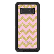 DistinctInk™ OtterBox Defender Series Case for Apple iPhone / Samsung Galaxy / Google Pixel - Pink & Gold Print - Chevron Pattern