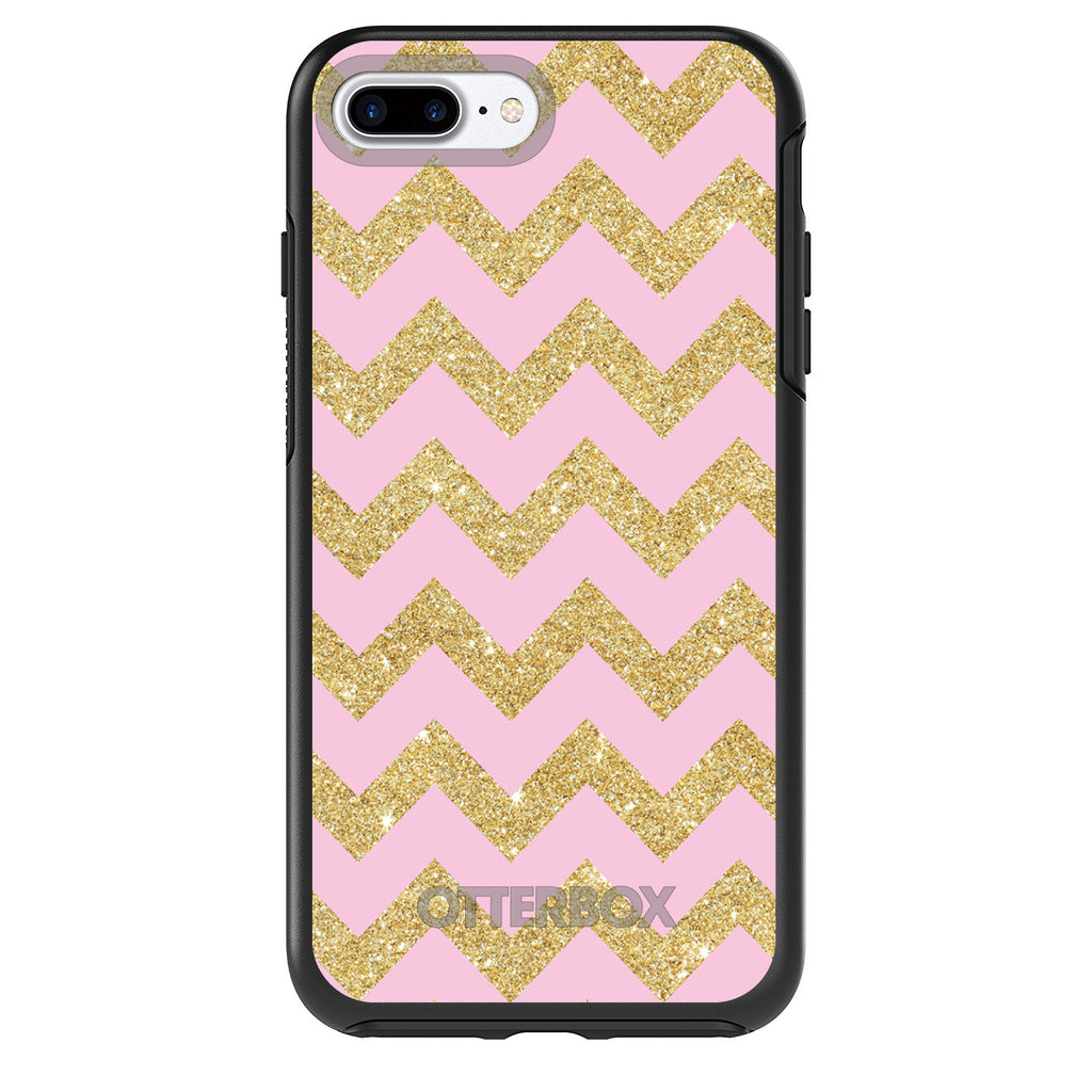 Pink & Gold Print, Chevron Pattern OtterBox Symmetry Case for iPhone & Galaxy, view 2