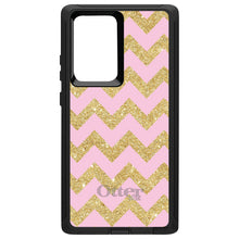 DistinctInk™ OtterBox Defender Series Case for Apple iPhone / Samsung Galaxy / Google Pixel - Pink & Gold Print - Chevron Pattern