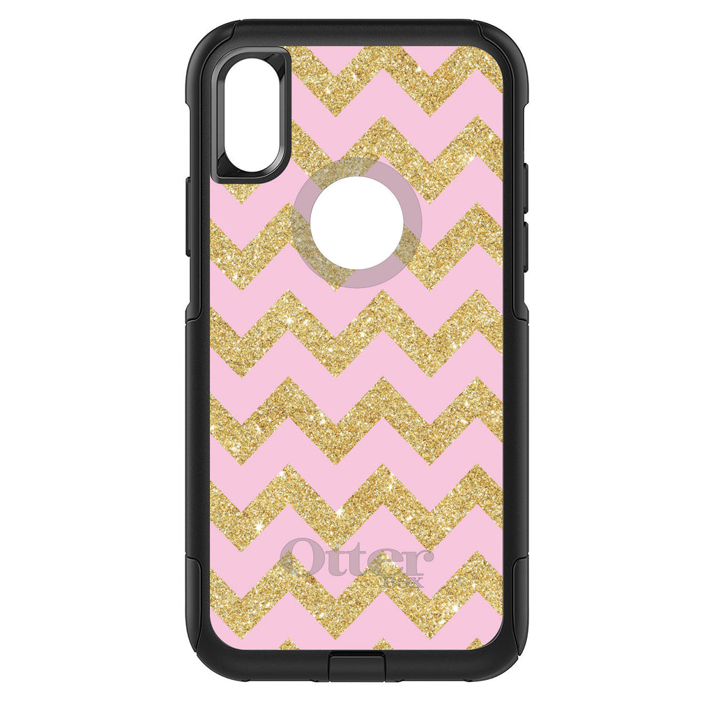 Pink & Gold Print, Chevron Pattern OtterBox Commuter Case for iPhone & Galaxy, view 3