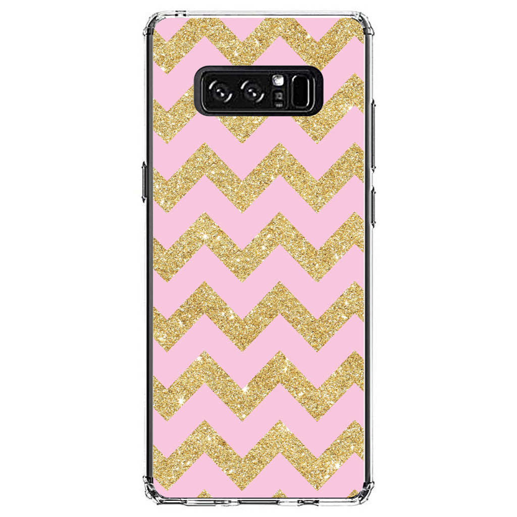 Pink & Gold Print, Chevron Pattern Clear Shockproof iPhone Case, view 12