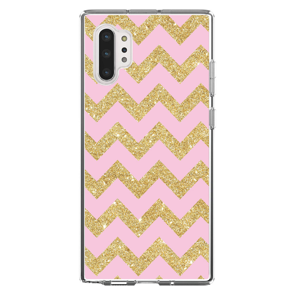 Pink & Gold Print, Chevron Pattern Clear Shockproof iPhone Case, view 10