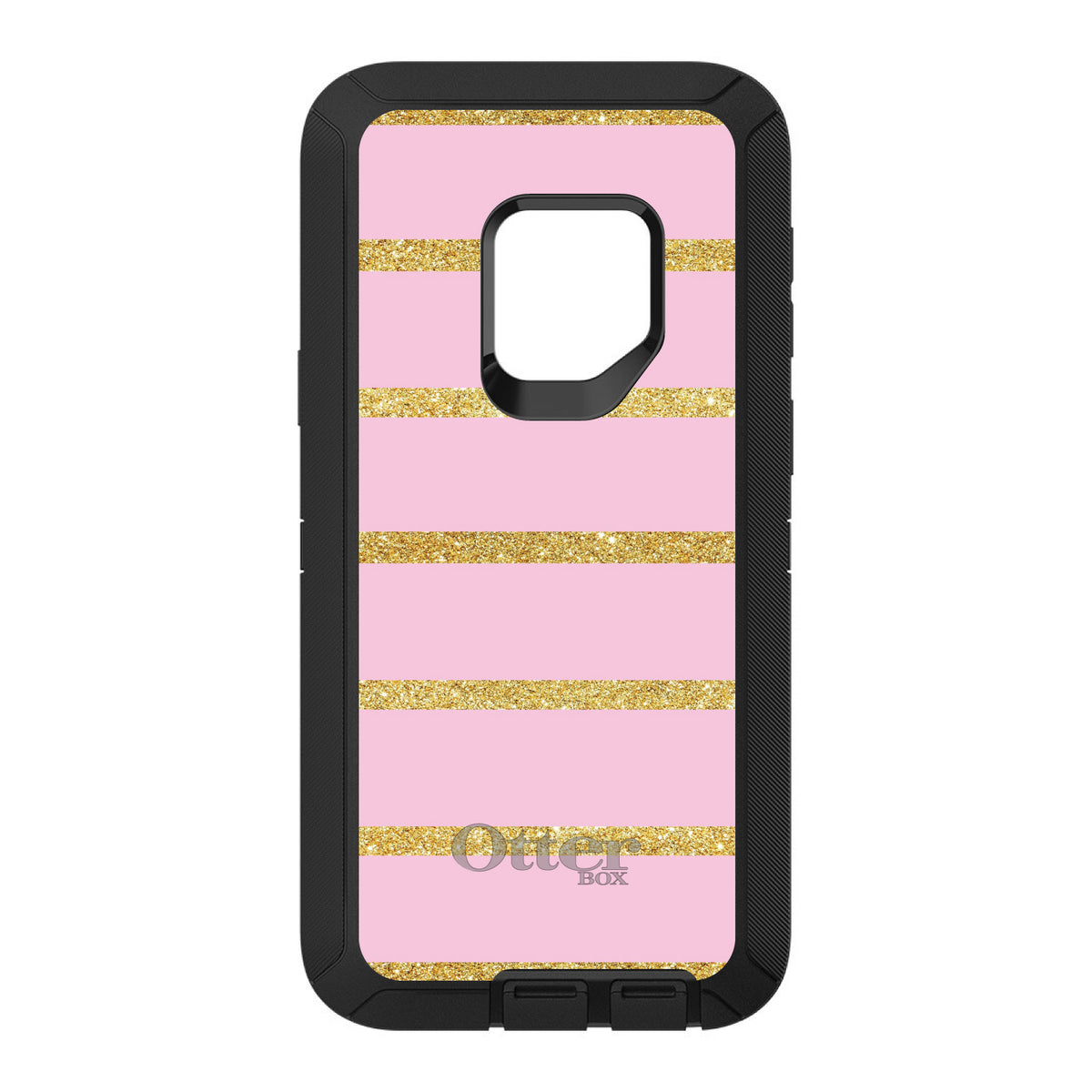 Pink & Gold Print, Horizontal Stripes Pattern OtterBox Defender Case for iPhone & Galaxy, view 11