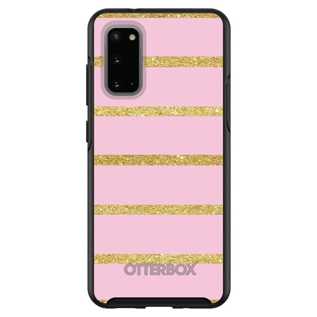 Pink & Gold Print, Horizontal Stripes Pattern OtterBox Symmetry Case for iPhone & Galaxy, view 5