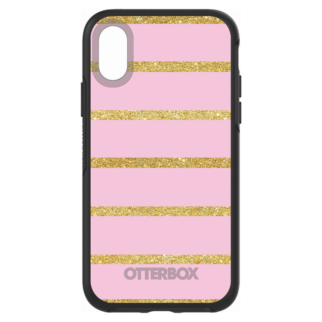 Pink & Gold Print, Horizontal Stripes Pattern OtterBox Symmetry Case for iPhone & Galaxy, view 4