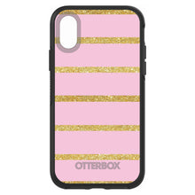 DistinctInk™ OtterBox Symmetry Series Case for Apple iPhone / Samsung Galaxy / Google Pixel - Pink & Gold Print - Horizontal Stripes Pattern