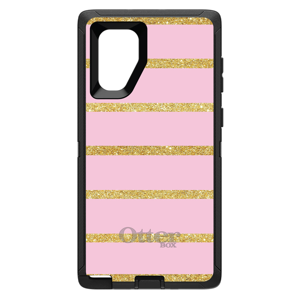 Pink & Gold Print, Horizontal Stripes Pattern OtterBox Defender Case for iPhone & Galaxy, view 15