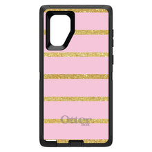 DistinctInk™ OtterBox Defender Series Case for Apple iPhone / Samsung Galaxy / Google Pixel - Pink & Gold Print - Horizontal Stripes Pattern