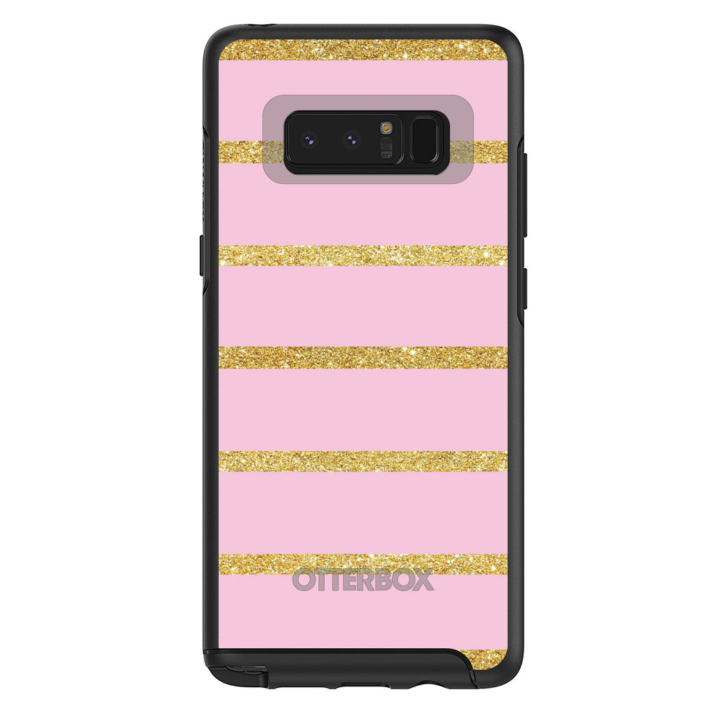 Pink & Gold Print, Horizontal Stripes Pattern OtterBox Symmetry Case for iPhone & Galaxy, view 14