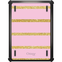 DistinctInk™ OtterBox Defender Series Case for Apple iPad / iPad Pro / iPad Air / iPad Mini - Pink & Gold Print - Horizontal Stripes Pattern