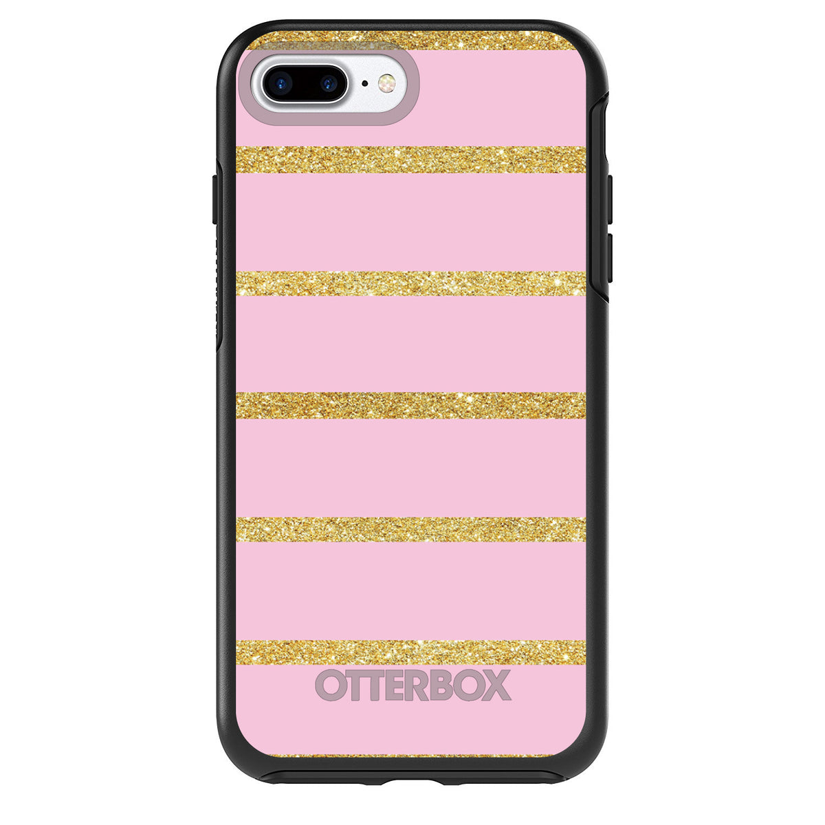 Pink & Gold Print, Horizontal Stripes Pattern OtterBox Symmetry Case for iPhone & Galaxy, view 2