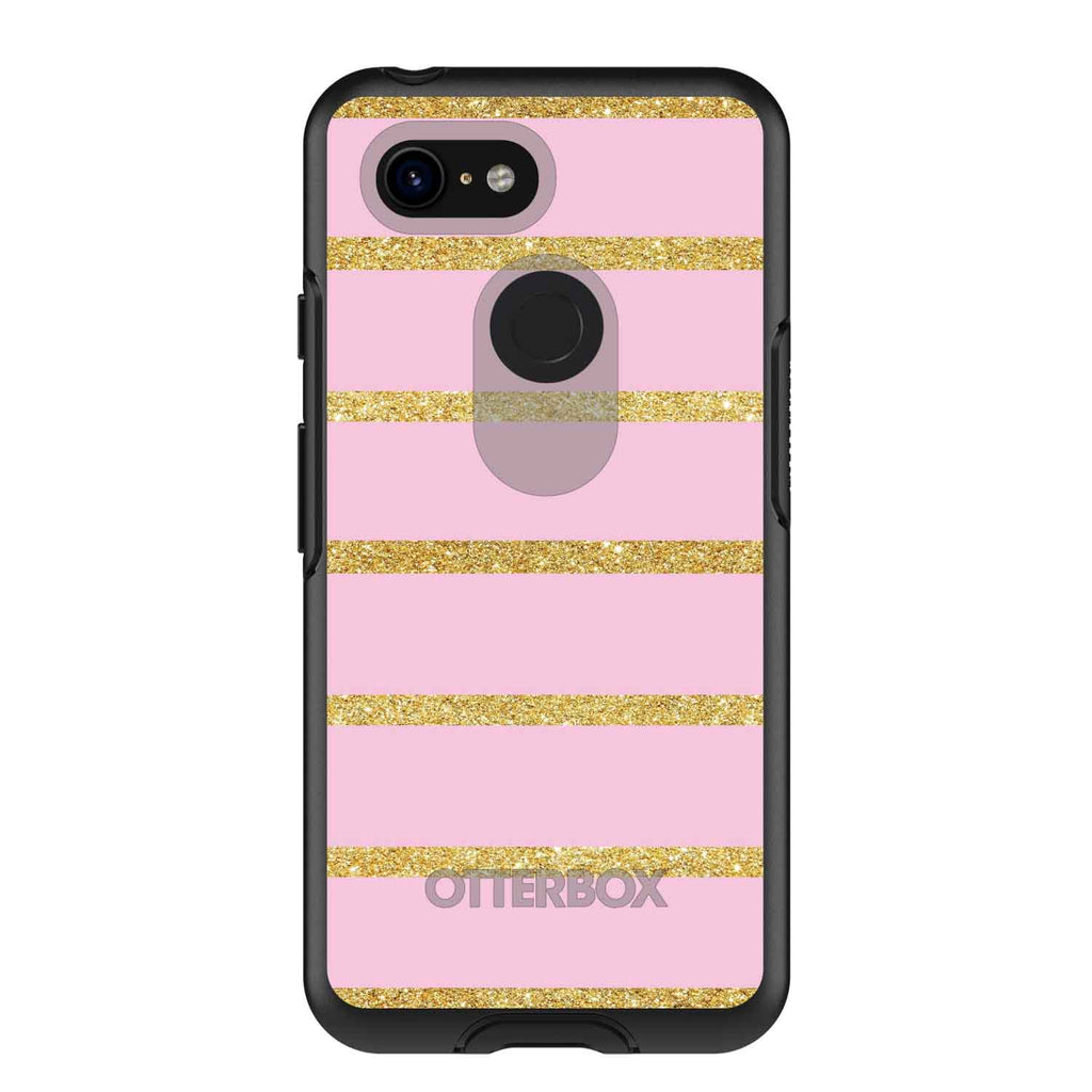 Pink & Gold Print, Horizontal Stripes Pattern OtterBox Symmetry Case for iPhone & Galaxy, view 15