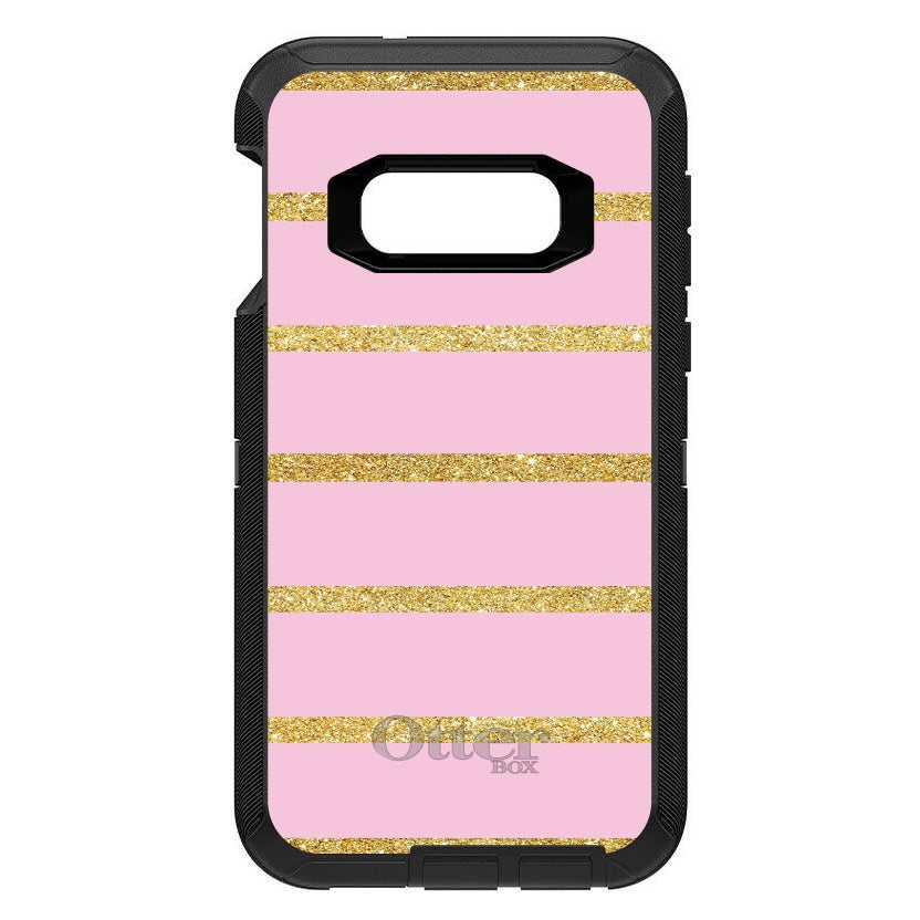 Pink & Gold Print, Horizontal Stripes Pattern OtterBox Defender Case for iPhone & Galaxy, view 10