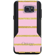 DistinctInk™ OtterBox Commuter Series Case for Apple iPhone or Samsung Galaxy - Pink & Gold Print - Horizontal Stripes Pattern