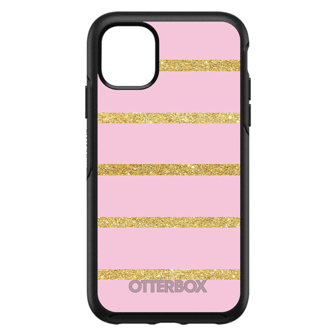 DistinctInk™ OtterBox Symmetry Series Case for Apple iPhone / Samsung Galaxy / Google Pixel - Pink & Gold Print - Horizontal Stripes Pattern