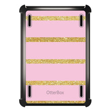 DistinctInk™ OtterBox Defender Series Case for Apple iPad / iPad Pro / iPad Air / iPad Mini - Pink & Gold Print - Horizontal Stripes Pattern