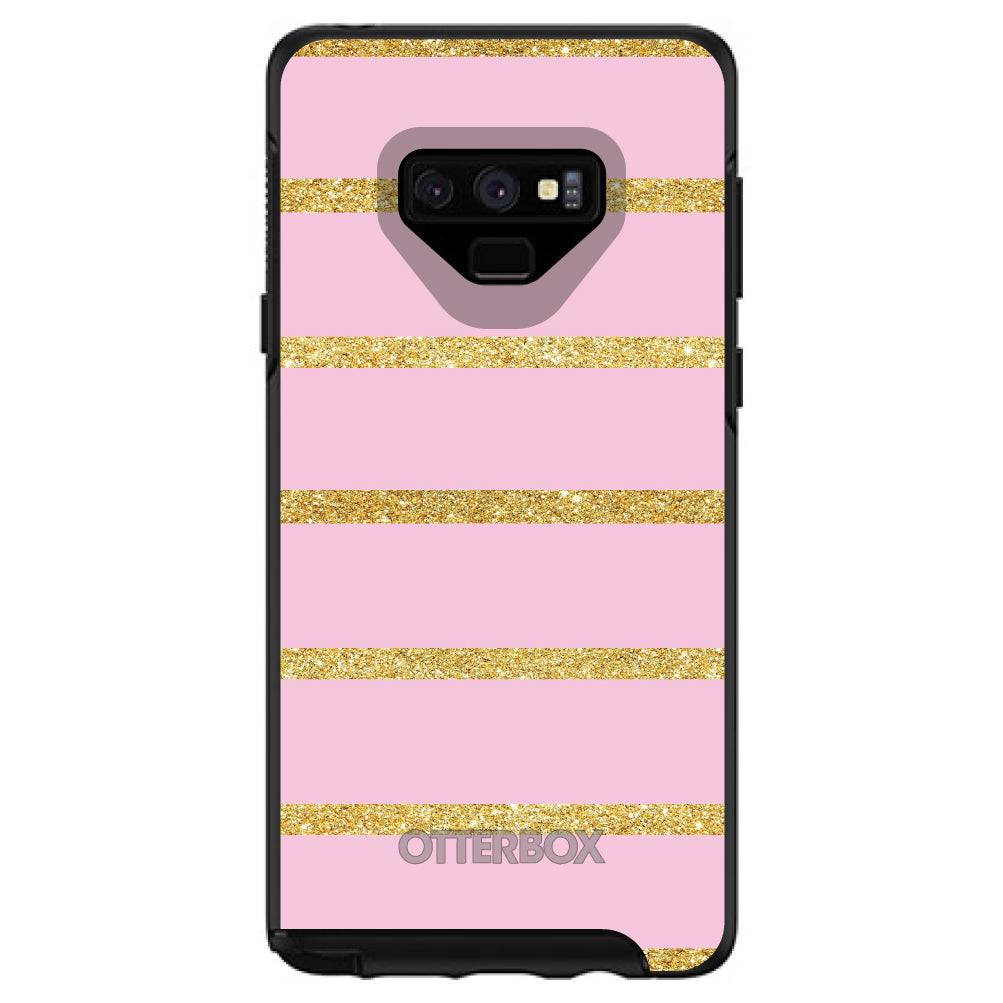 Pink & Gold Print, Horizontal Stripes Pattern OtterBox Symmetry Case for iPhone & Galaxy, view 13