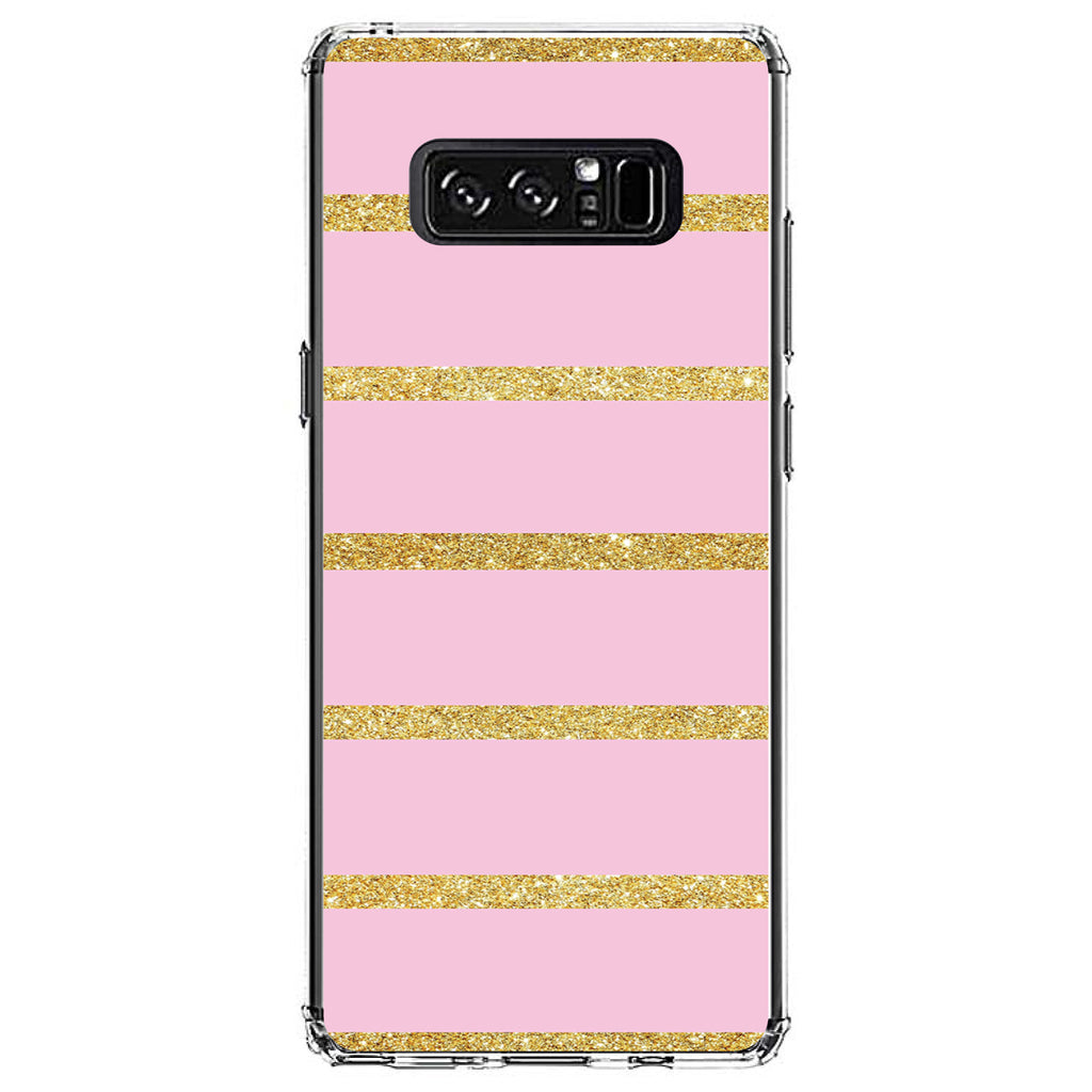 Pink & Gold Print, Horizontal Stripes Pattern Clear Shockproof iPhone Case, view 12