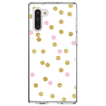 DistinctInk® Clear Shockproof Hybrid Case for Apple iPhone / Samsung Galaxy / Google Pixel - Pink & Gold Print - White / Pink / Gold Dots Pattern