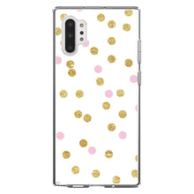 DistinctInk® Clear Shockproof Hybrid Case for Apple iPhone / Samsung Galaxy / Google Pixel - Pink & Gold Print - White / Pink / Gold Dots Pattern