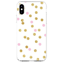 DistinctInk® Clear Shockproof Hybrid Case for Apple iPhone / Samsung Galaxy / Google Pixel - Pink & Gold Print - White / Pink / Gold Dots Pattern