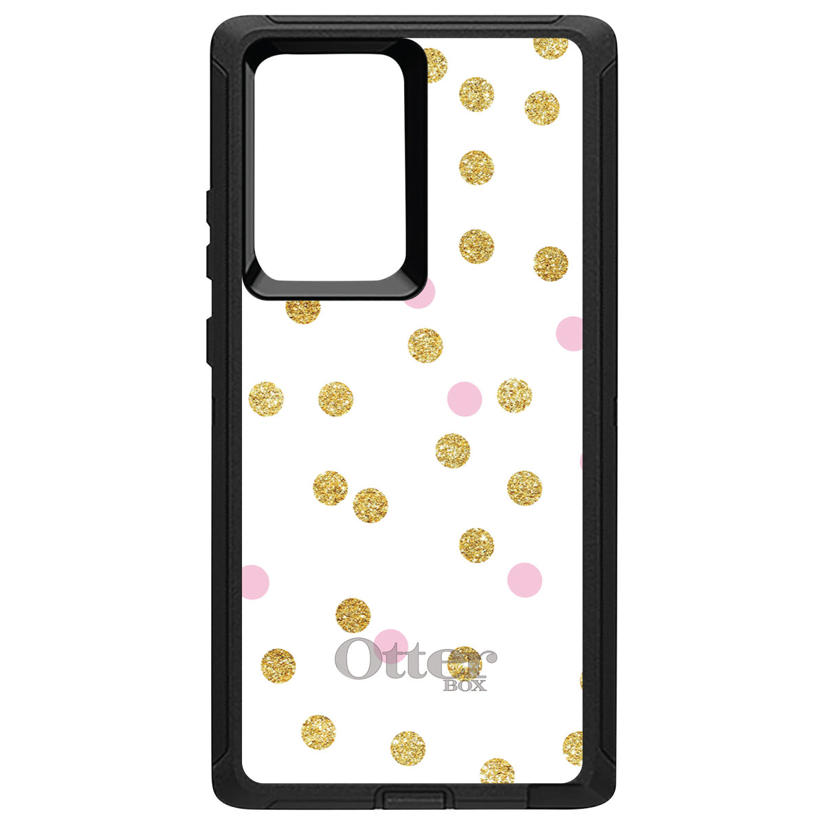 Pink & Gold Print, White / Pink / Gold Dots Pattern OtterBox Defender Case for iPhone & Galaxy, view 13
