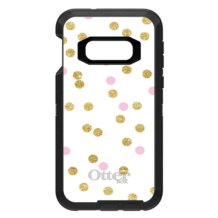 Pink & Gold Print, White / Pink / Gold Dots Pattern OtterBox Defender Case for iPhone & Galaxy, view 10