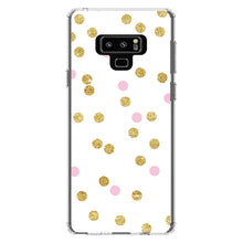 DistinctInk® Clear Shockproof Hybrid Case for Apple iPhone / Samsung Galaxy / Google Pixel - Pink & Gold Print - White / Pink / Gold Dots Pattern