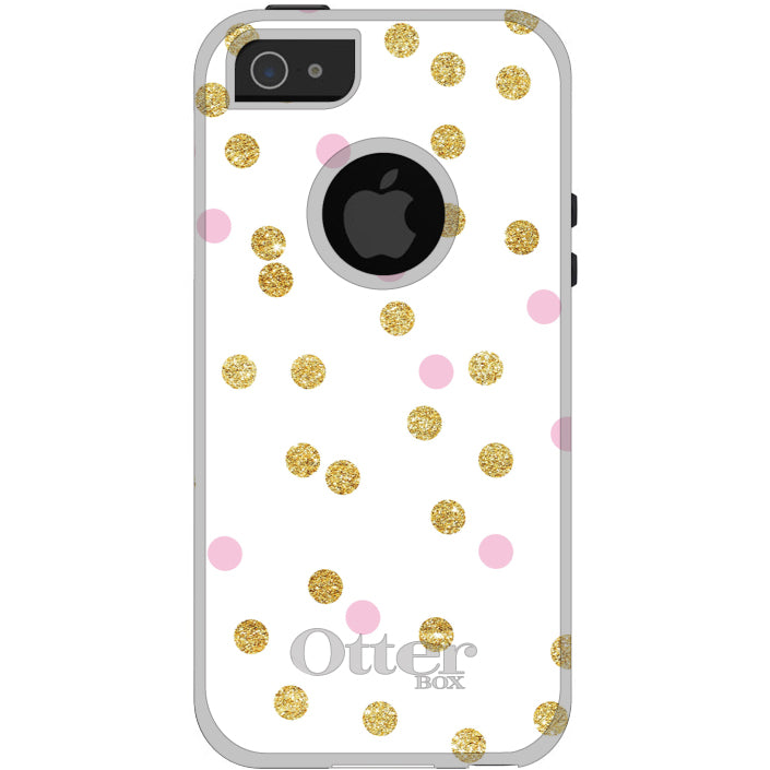 Pink & Gold Print, White / Pink / Gold Dots Pattern OtterBox Commuter Case for iPhone & Galaxy, view 5