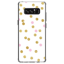 DistinctInk® Clear Shockproof Hybrid Case for Apple iPhone / Samsung Galaxy / Google Pixel - Pink & Gold Print - White / Pink / Gold Dots Pattern