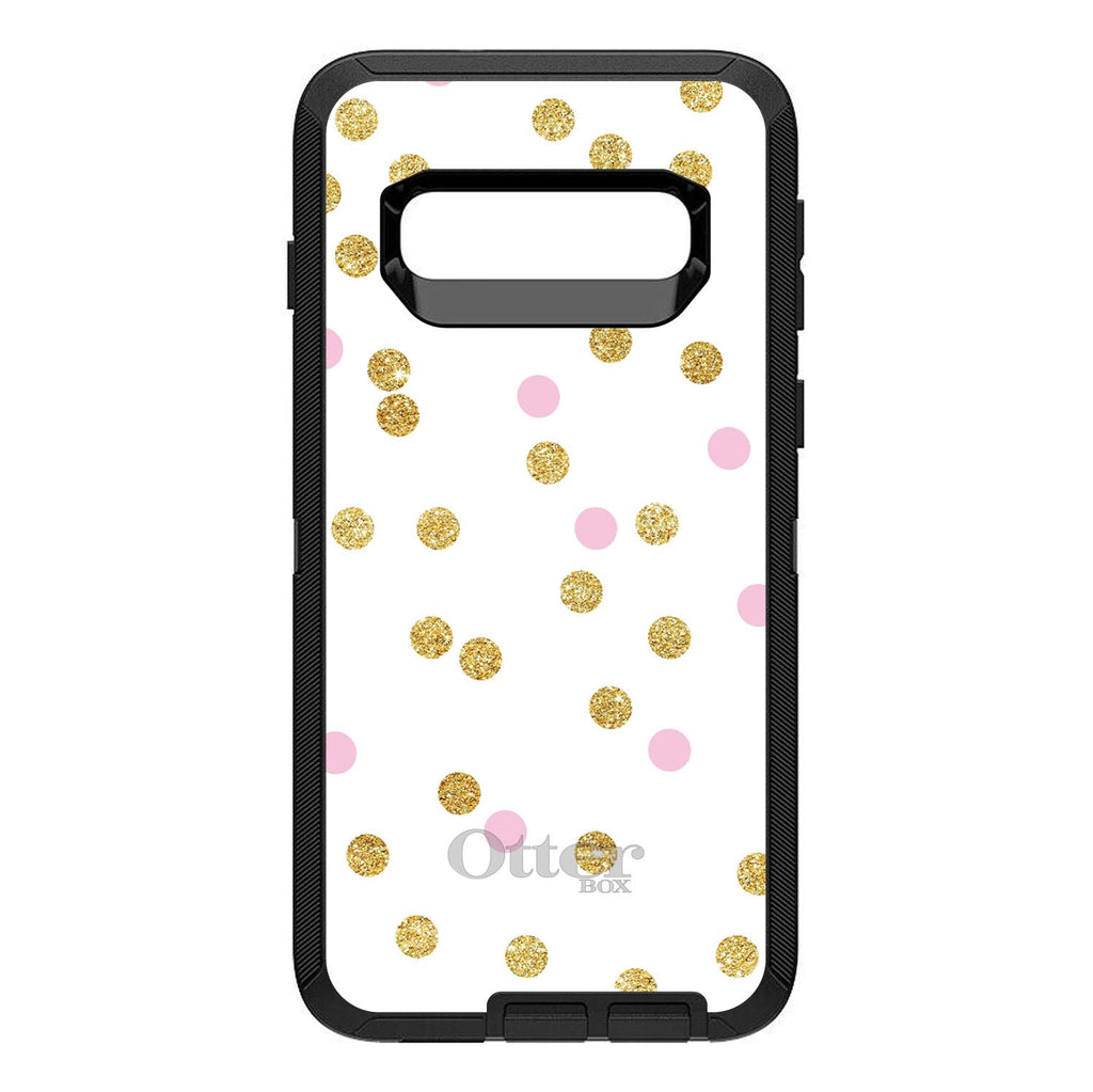 Pink & Gold Print, White / Pink / Gold Dots Pattern OtterBox Defender Case for iPhone & Galaxy, view 9