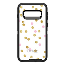 DistinctInk™ OtterBox Defender Series Case for Apple iPhone / Samsung Galaxy / Google Pixel - Pink & Gold Print - White / Pink / Gold Dots Pattern
