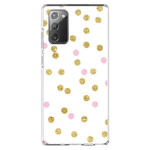 DistinctInk® Clear Shockproof Hybrid Case for Apple iPhone / Samsung Galaxy / Google Pixel - Pink & Gold Print - White / Pink / Gold Dots Pattern