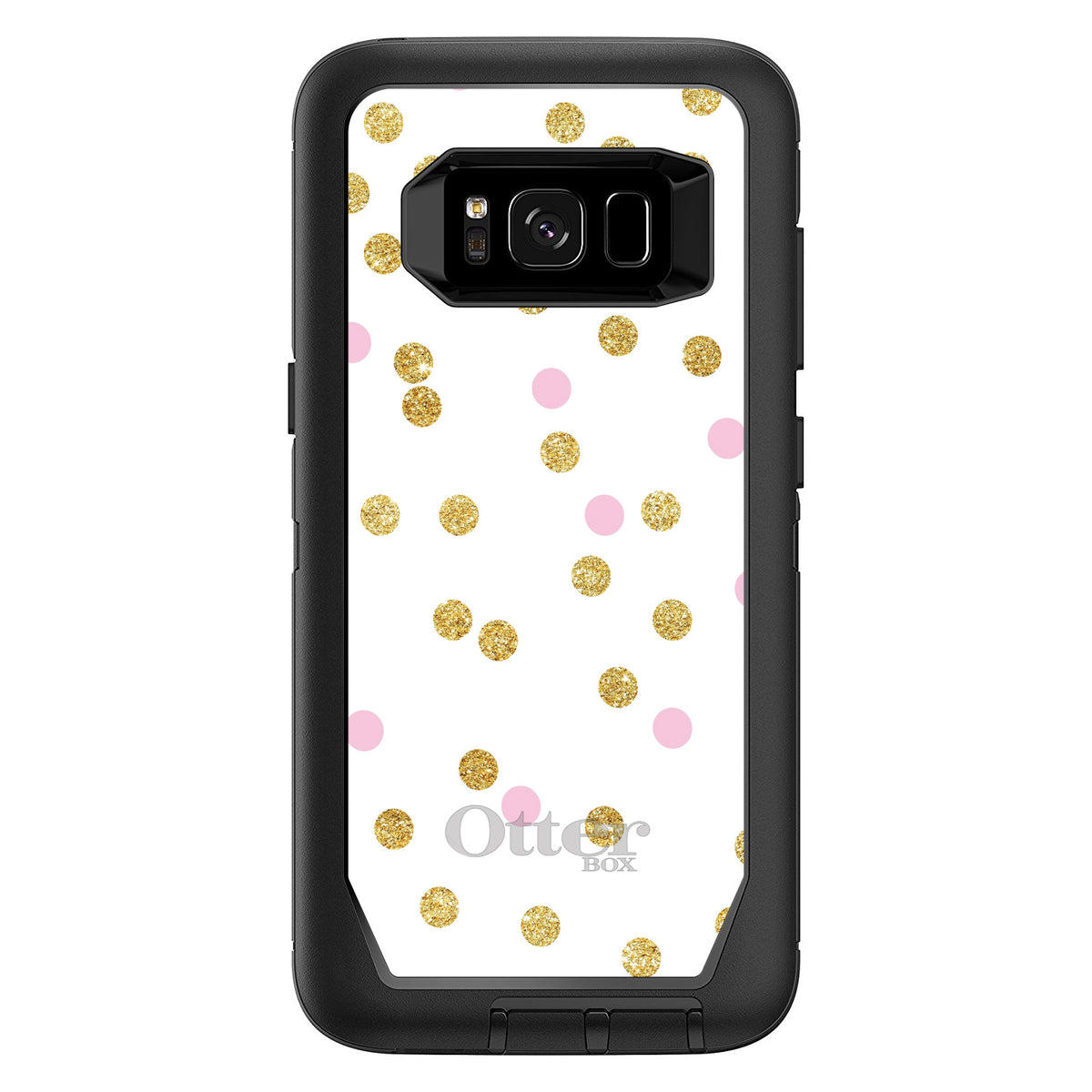 Pink & Gold Print, White / Pink / Gold Dots Pattern OtterBox Defender Case for iPhone & Galaxy, view 12