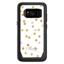 DistinctInk™ OtterBox Defender Series Case for Apple iPhone / Samsung Galaxy / Google Pixel - Pink & Gold Print - White / Pink / Gold Dots Pattern