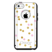 DistinctInk™ OtterBox Commuter Series Case for Apple iPhone or Samsung Galaxy - Pink & Gold Print - White / Pink / Gold Dots Pattern