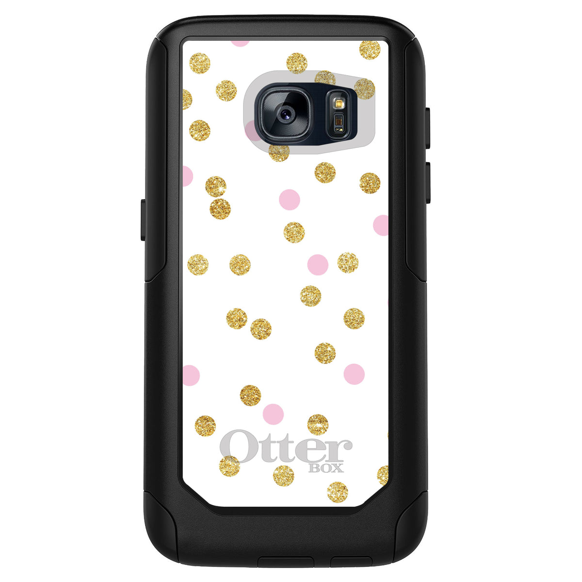 Pink & Gold Print, White / Pink / Gold Dots Pattern OtterBox Commuter Case for iPhone & Galaxy, view 11