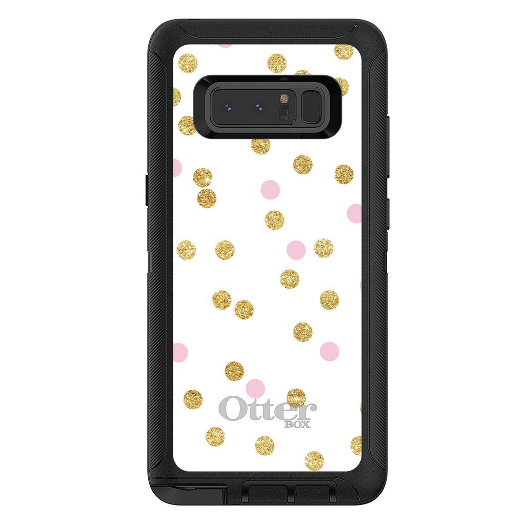 Pink & Gold Print, White / Pink / Gold Dots Pattern OtterBox Defender Case for iPhone & Galaxy, view 17