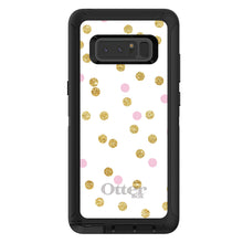 DistinctInk™ OtterBox Defender Series Case for Apple iPhone / Samsung Galaxy / Google Pixel - Pink & Gold Print - White / Pink / Gold Dots Pattern