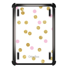 DistinctInk™ OtterBox Defender Series Case for Apple iPad / iPad Pro / iPad Air / iPad Mini - Pink & Gold Print - White / Pink / Gold Dots Pattern