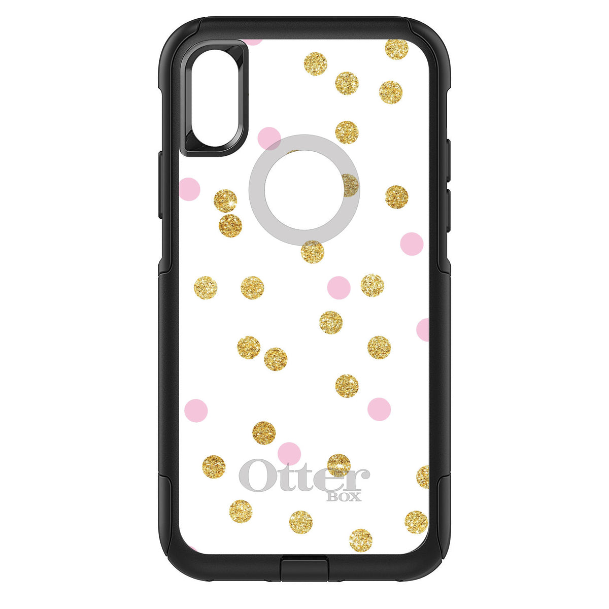Pink & Gold Print, White / Pink / Gold Dots Pattern OtterBox Commuter Case for iPhone & Galaxy, view 3